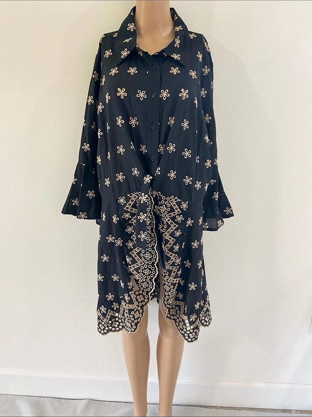 Venus Floral Embroidered Mini Dress bathing suit coverup.